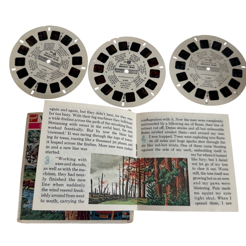 Vintage View-Master Model C Bakelite Viewer w/ 1969 Smokey Bear 3-Reel Set B405 - Picture 14 of 16